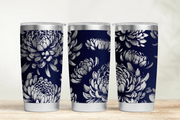 Chrysanthemums 20oz 30oz Laser Tumbler Graphics, Laser Engraving