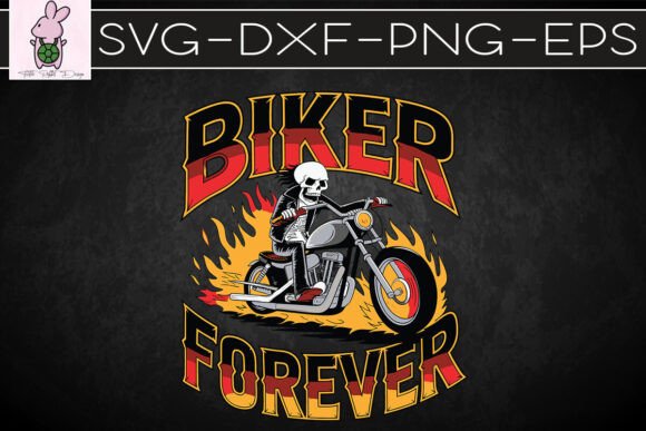 Flaming Skull Biker Forever Cool SVG Graphics & Crafts
