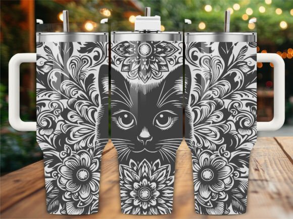 Floral Black Cat Tumbler Wrap Graphics Review