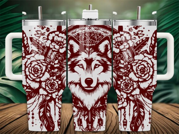 Floral Wolf Tumbler Wrap Graphics for Sellers