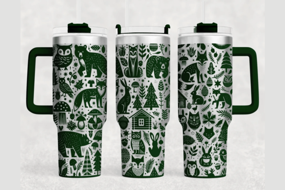 Forest Animal Tumbler Wrap Laser Engraving Graphics