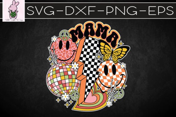 Mama Retro Happy Face Disco Ball SVG for Graphics & Crafts