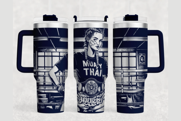 Muay Thai Girl Tumbler Wrap: Graphics for Laser Engraving