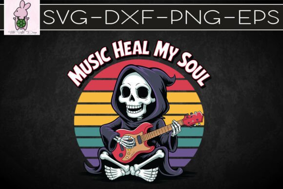 Music Heal My Soul Reaper Guitar SVG for Crafts