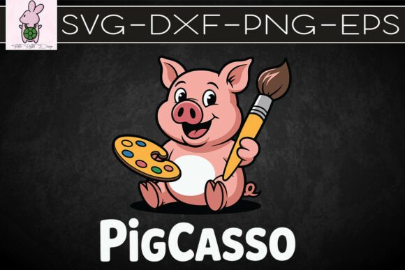 Pigcasso Cute Pig Pun Funny SVG: Graphics for Crafts & Digital Selling