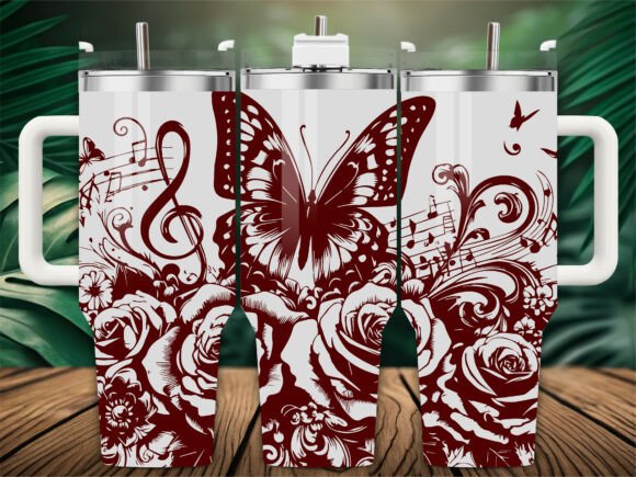 Rose Butterfly Tumbler Wrap Graphics for Sellers