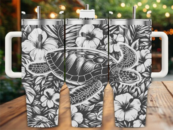 Tropical Turtle Tumbler Graphics for Tumbler Wraps