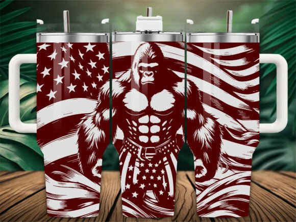 USA Flag Bigfoot Tumbler Wrap Graphics for Tumbler Wraps
