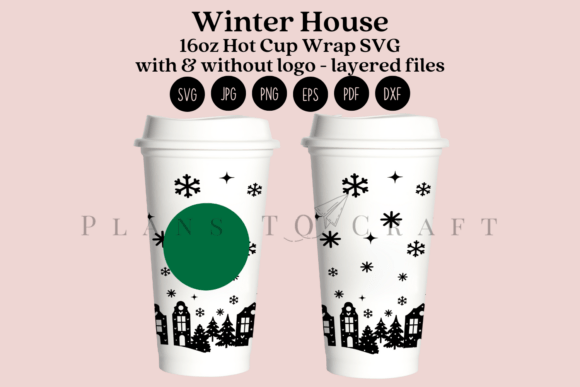 Winter House Christmas 16oz Hot Cup Wrap: Graphics & Tumbler Wraps